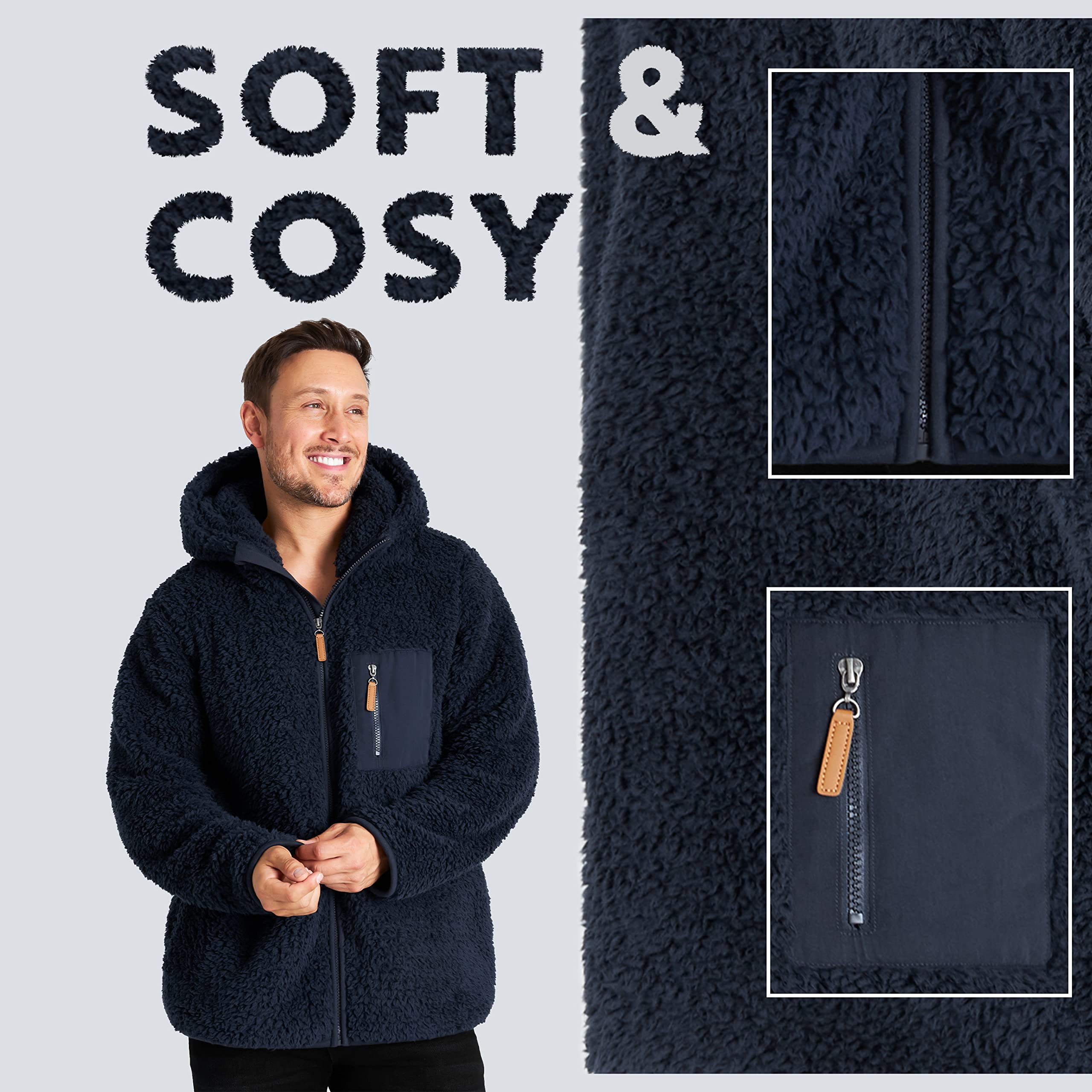 CityComfort Felpa Uomo con Zip, Felpa Invernale in Pile Teddy
