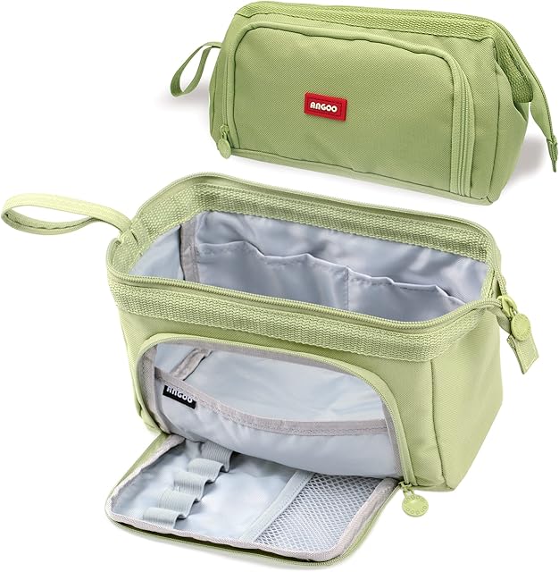 Large Pencil Case Big Capacity Pencil Bag Portable Pencil Case School Supplies Suitable for Middle High School College Students Girls Boys Teen Storage Organizer Gift (Green)