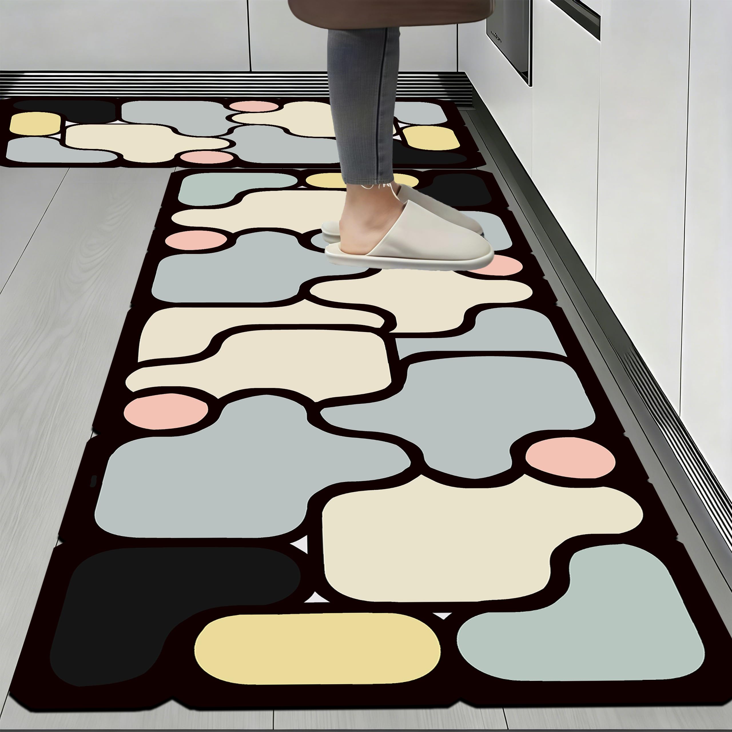 Glaceon Kitchen Rugs Polyester Washable Kitchen Mats Floor Kitchen Mat Set of 2 Non Slip Mat for Floor Comfort Kitchen Carpet (Multicolor) — Amazon image 8