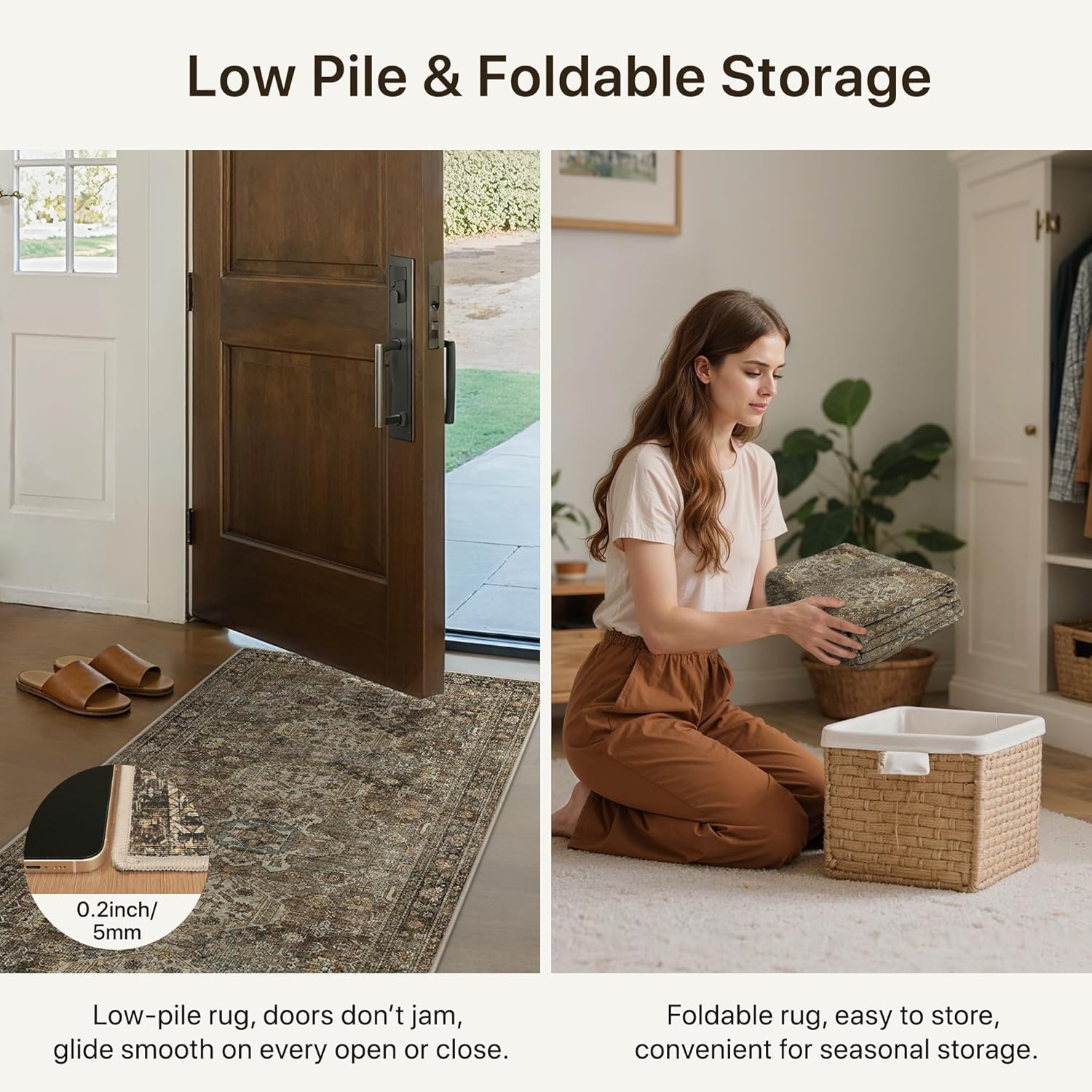 Bavni Washable Runner Rug 2x5, Non Slip Vintage Hallway Runner, Ultra Thin Low Pile Washable Carpet for Kitchen Entryway Bedroom, Brown - Image 7