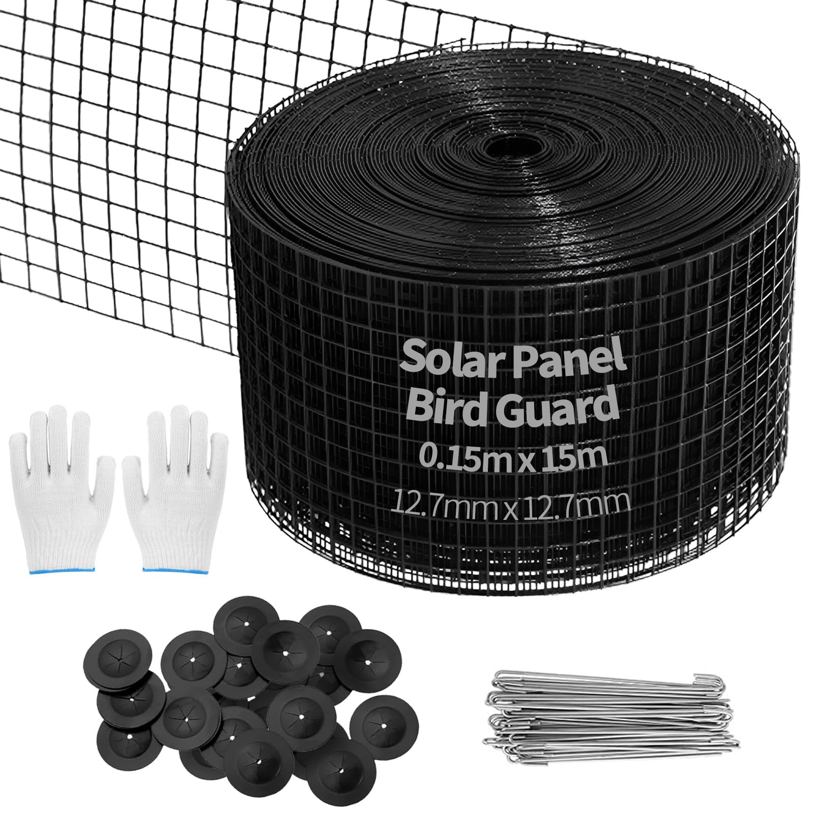 Pannello solare per uccelli, kit di rete per uccelli, 15,2 x 15,2 m, filo in PVC, protezione per uccelli per pannelli solari per evitare che i piccioni nidificino sotto il tetto pannelli
