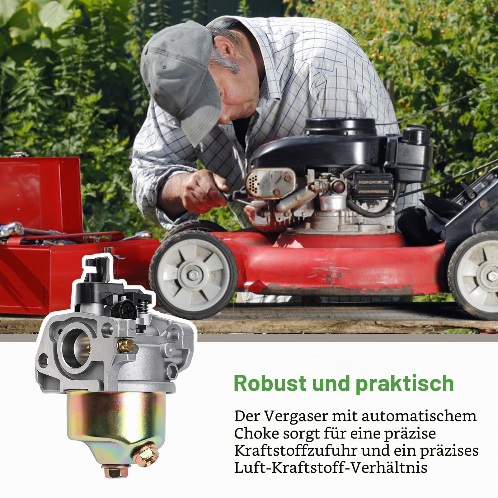 19 mm Vergaser mit automatischem Choke für verschiedene 1P70F 1P70 1P75F 1P75 196CC Rasenmäher