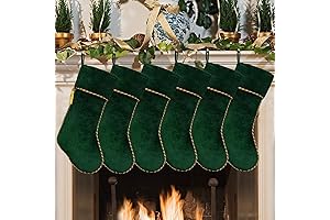 6-Pack Green Velvet Stockings for Christmas Decoration