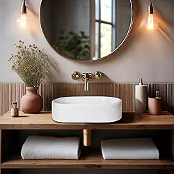 Cuba Pia de Apoio Para Banheiro Sobrepor Cimento (Oval, BRANCO)