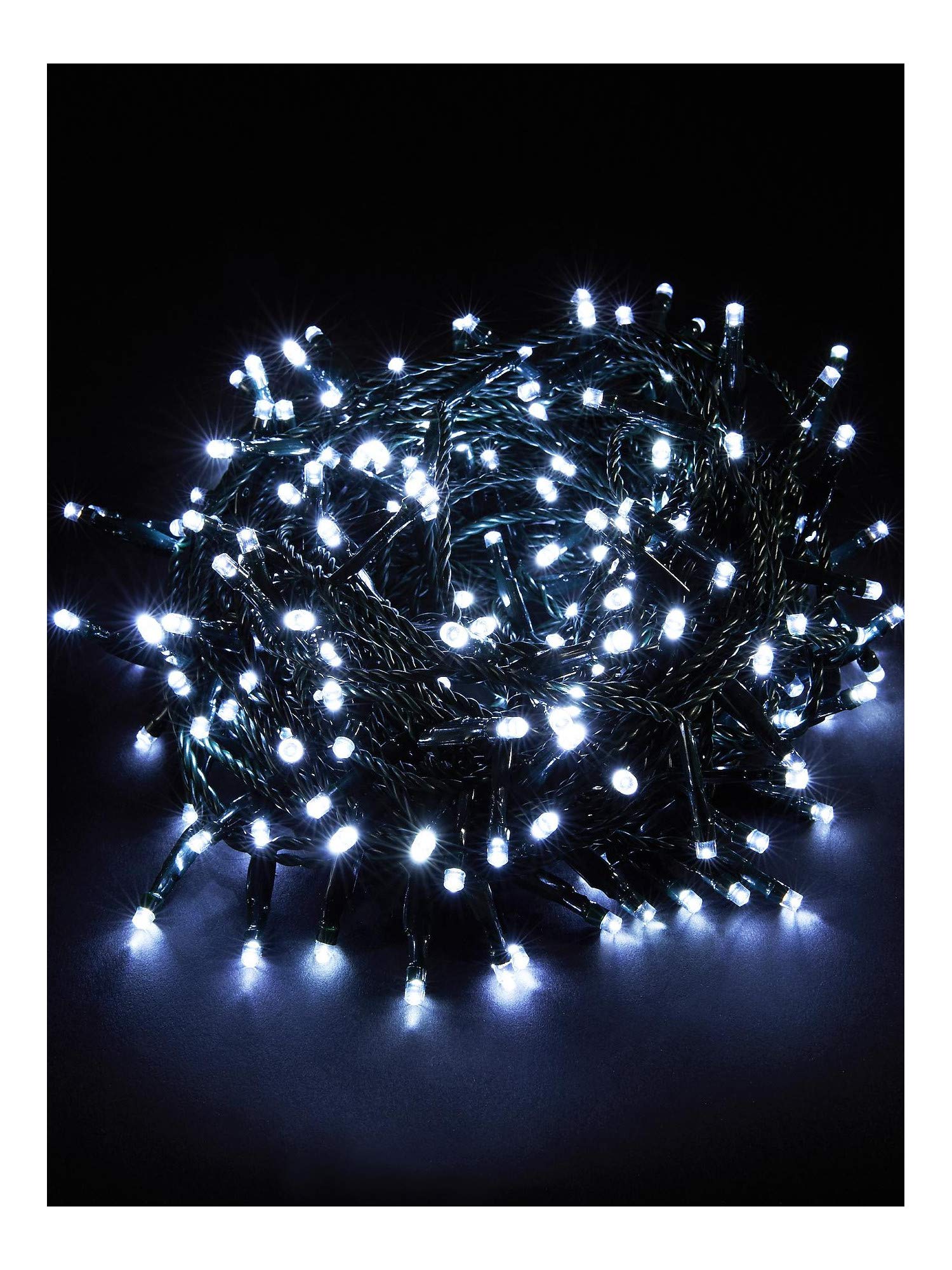 Best Artificial 200 Bright White LED's Black Cable Connectable Outdoor Christmas Waterproof String Lights (20m) with Low Voltage Plug