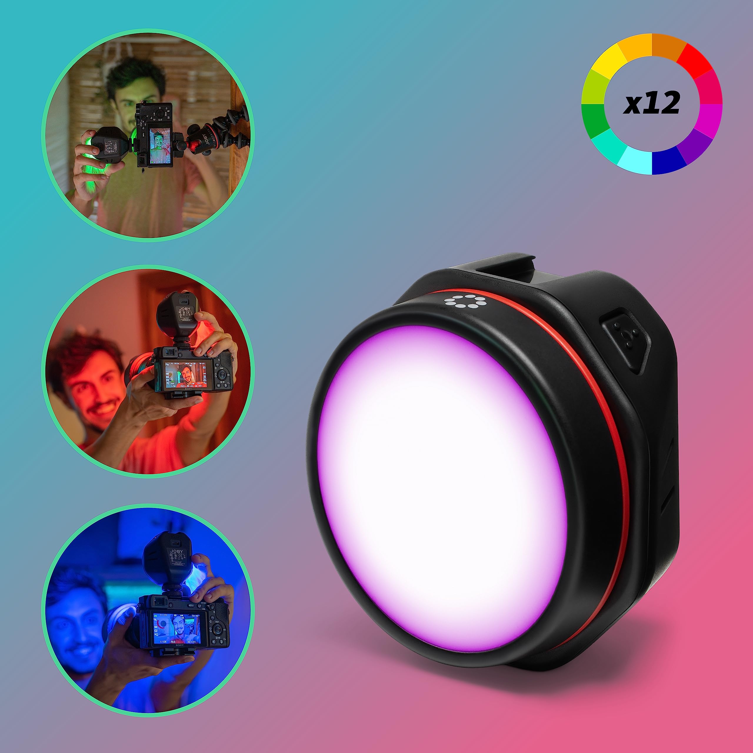 JOBY Beamo Reel Color Next-gen LED Licht für Content Creator für spiegellose Kompaktkameras oder Smartphones (JB01837-BWW)
