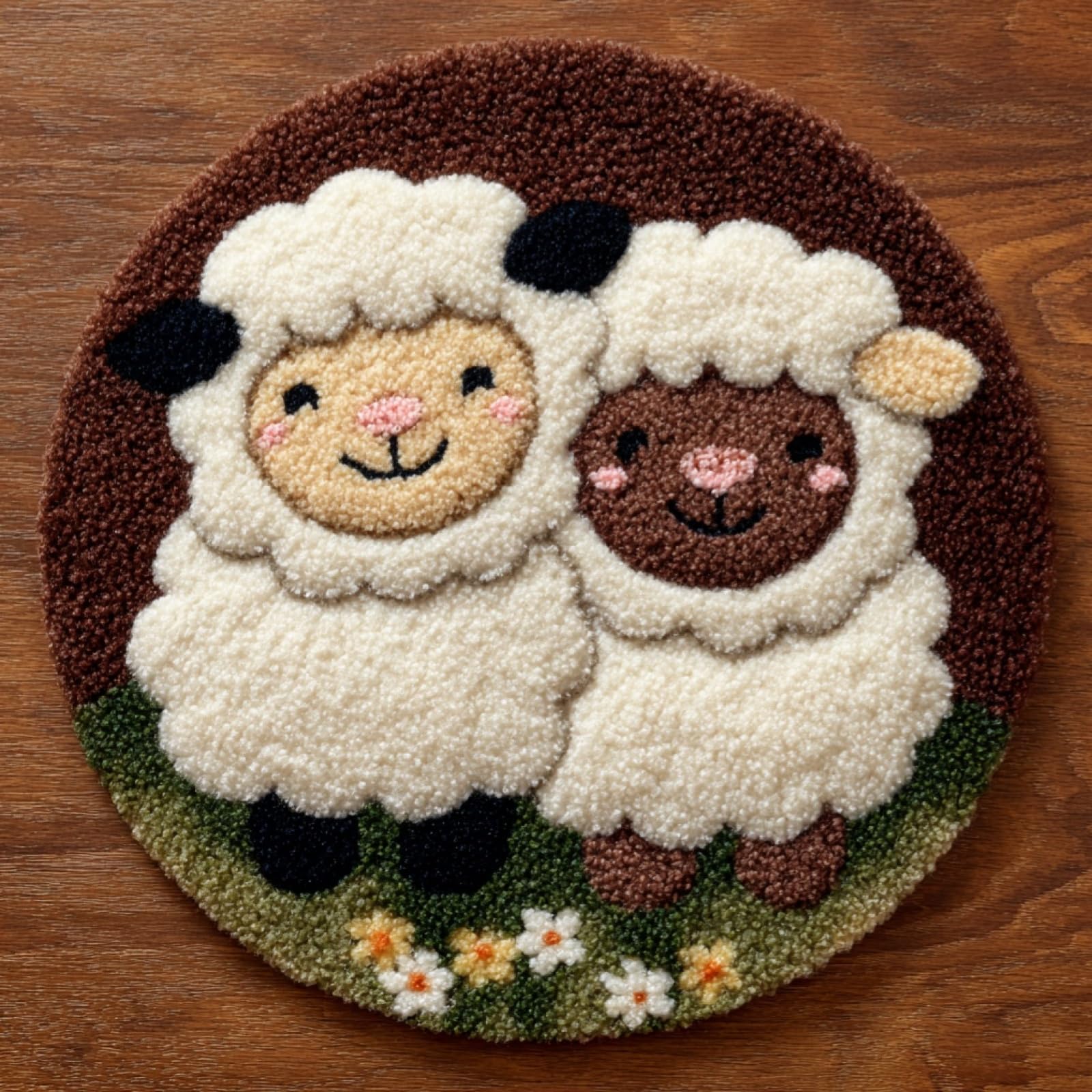 WallustrioaW DIY Latch Hook Rug Kits for Beginners Adults,Cartoon Sheep,Latch Hook Rug Kits Carpet Making Crafts DIY Craft Gifts,50x50cm