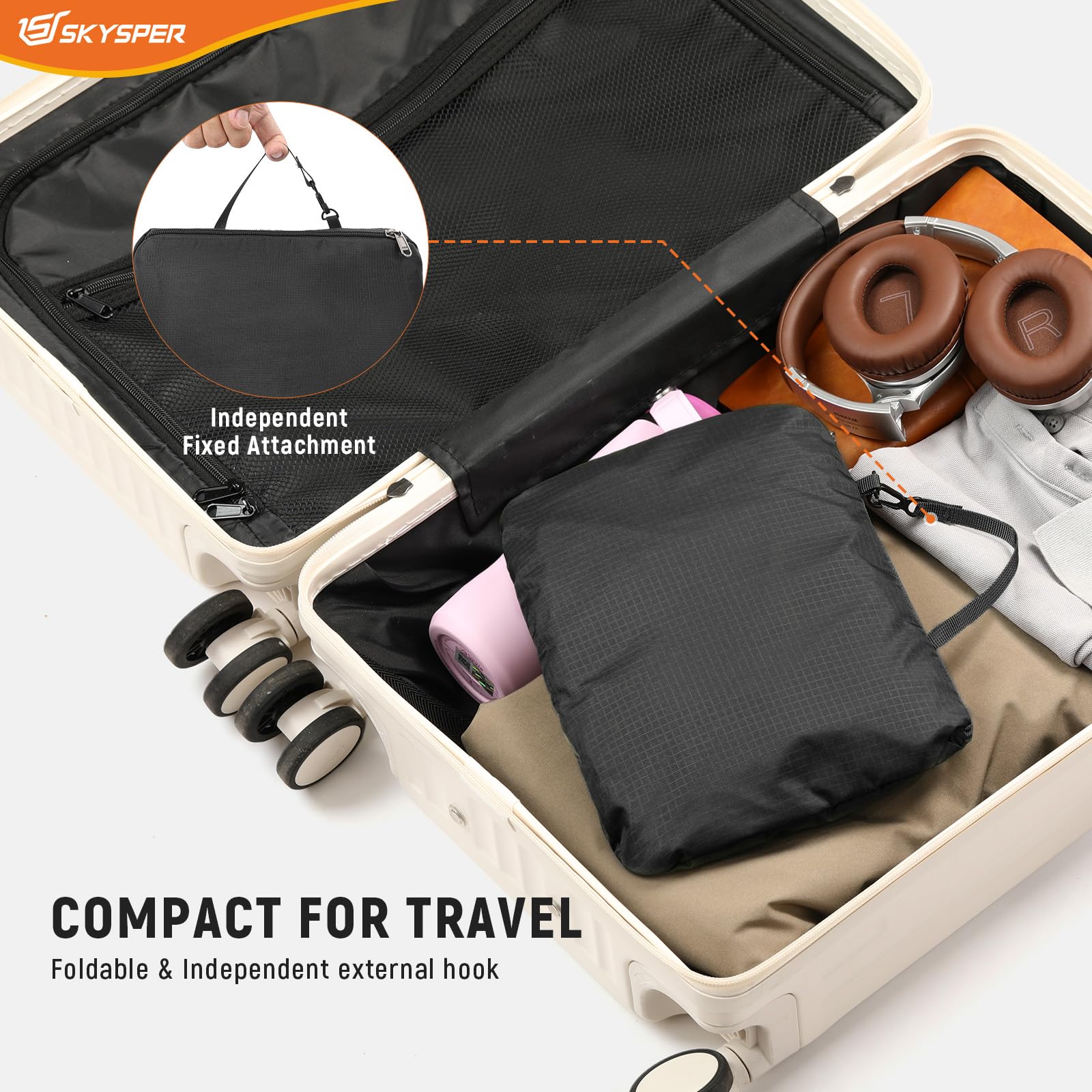 SKYSPER Zaino Pieghevole Antifurto con Protezione RFID, 20L Zaino da Escursione Zainetto Piccolo da Hiking per Viaggio Trekking Ciclismo
