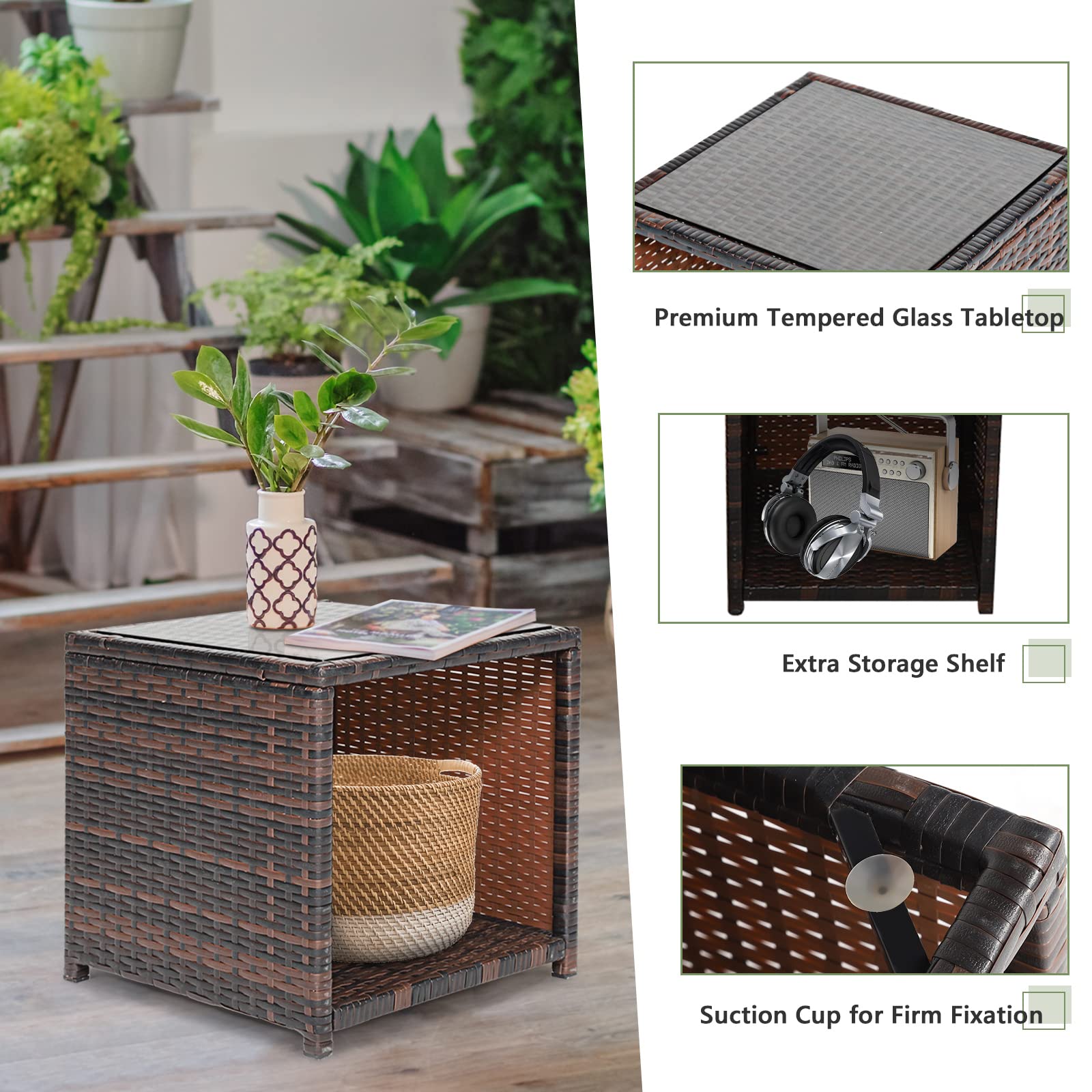 GIANTEX Salotto da Giardino in Rattan, Set da 2 Poltrone e 2 Poggiapiedi e 1 Tavolino da Caffè, Carico Massimo per Sedia 160 kg, Carico del Tavolo 30 kg, 2 Colori (Bianco)