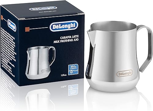 Miniatura 2 de De'Longhi Jarra espumadora de leche de acero inoxidable, 12 onzas (11.8 fl oz), herramienta barista, jarra espumadora, 12 onzas y vasos térmicos