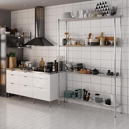 Miniatura 30 de Kit de estantería de alambre cromado de 4 niveles de 24 pulgadas de profundidad x 24 pulgadas de ancho x 64 pulgadas de alto Unidad de estante