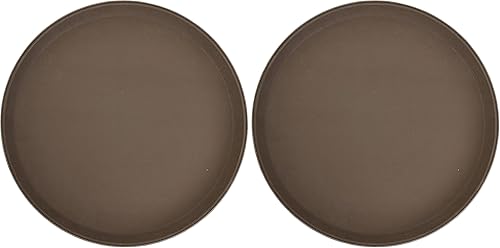 Miniatura 4 de Winco Bandeja ovalada de fibra de vidrio con superficie antideslizante, 26 x 22 pulgadas, marrón