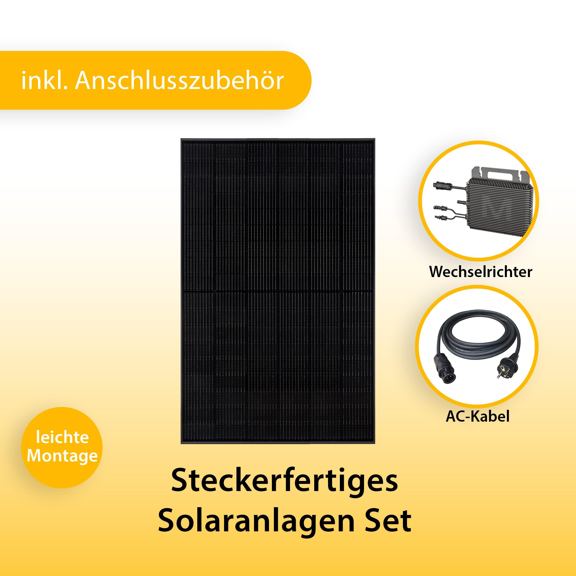 VALE Balkonkraftwerk Bifazial 450 Wp Full Black - Marstek-M2-800 Wechselrichter - Solaranlage - Hochwertiges Solarpanel Set - 3m AC-Kabel