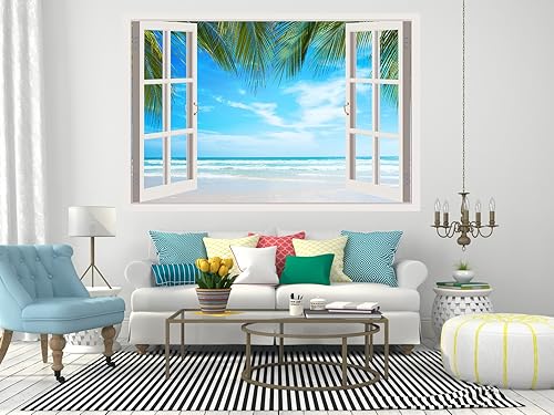 Vista 35 de Mi Alma Calcomanías de vinilo extraíbles 3D para pared, diseño de marco de ventana, amplia variedad de vistas realistas, fáciles de aplicar, Vista