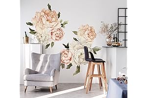 Murwall Peony Peel and Stick Wall Decals: Transform Your Space with Floral Elegance