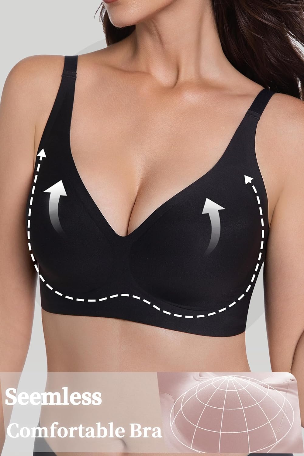 Jelly Bras for Women Seamless Deep V Bralette Wireless Bra Comfortable with Support and Lift no Underwire - Image 3