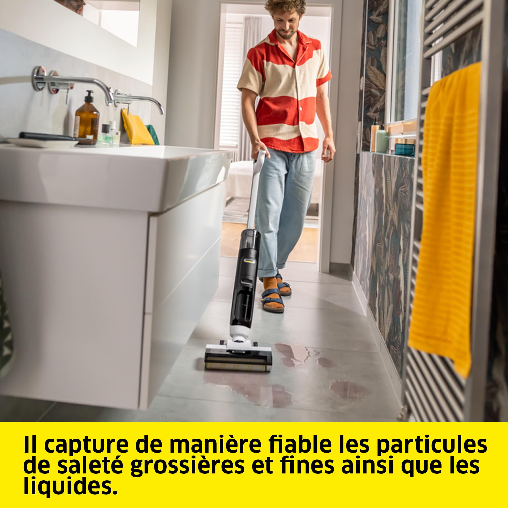 KÄRCHER Aspirateur-Laveur sans Fil FCV 3, avec 3 Modes de Nettoyage, autonomie de la Batterie : Environ 30 Min, Surface de Nettoyage par Charge de la Batterie : Environ 130 m²
