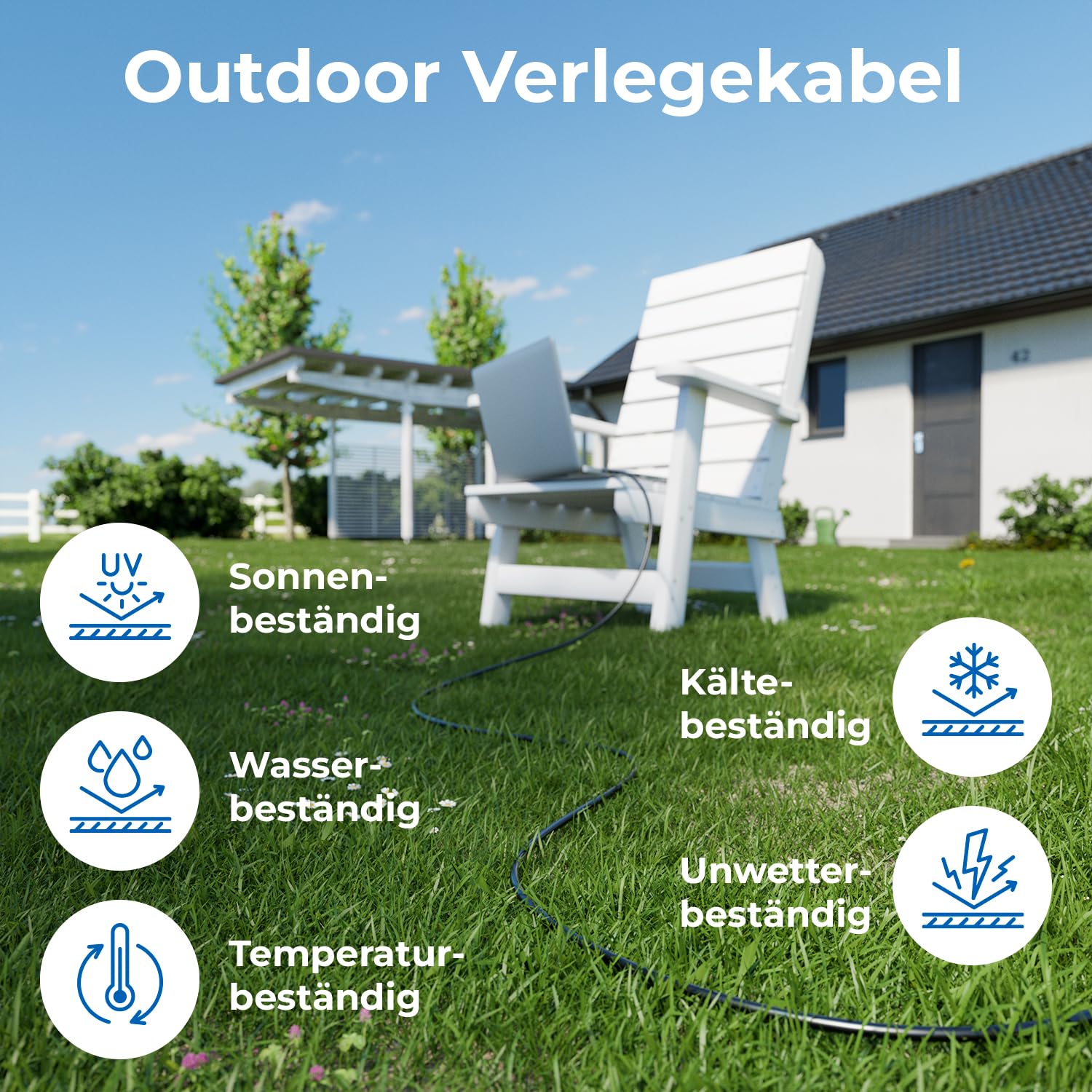 deleyCON 50m CAT 7 Outdoor Verlegekabel Kupfer CU S/FTP 10Gbps | Starr, PIMF Schirmung, 1000MHz, Außenbereich wetterfest, Netzwerkkabel Installationskabel LAN Ethernet, Garten Terrasse