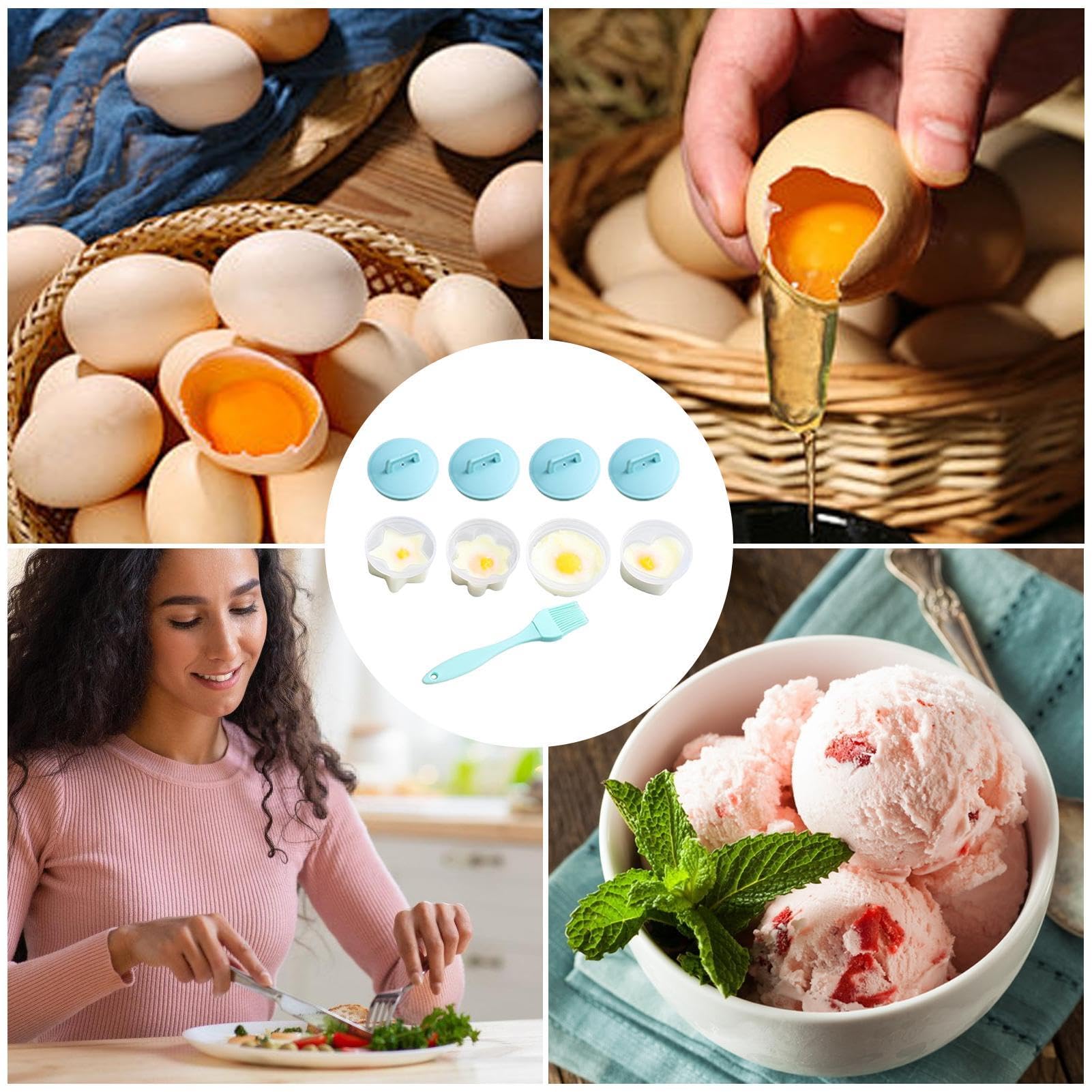 4 Stampini Silicone Per Uova In Camicia - Cuoci Uova Al Microonde Senza BPA, Colorati - Foto 7