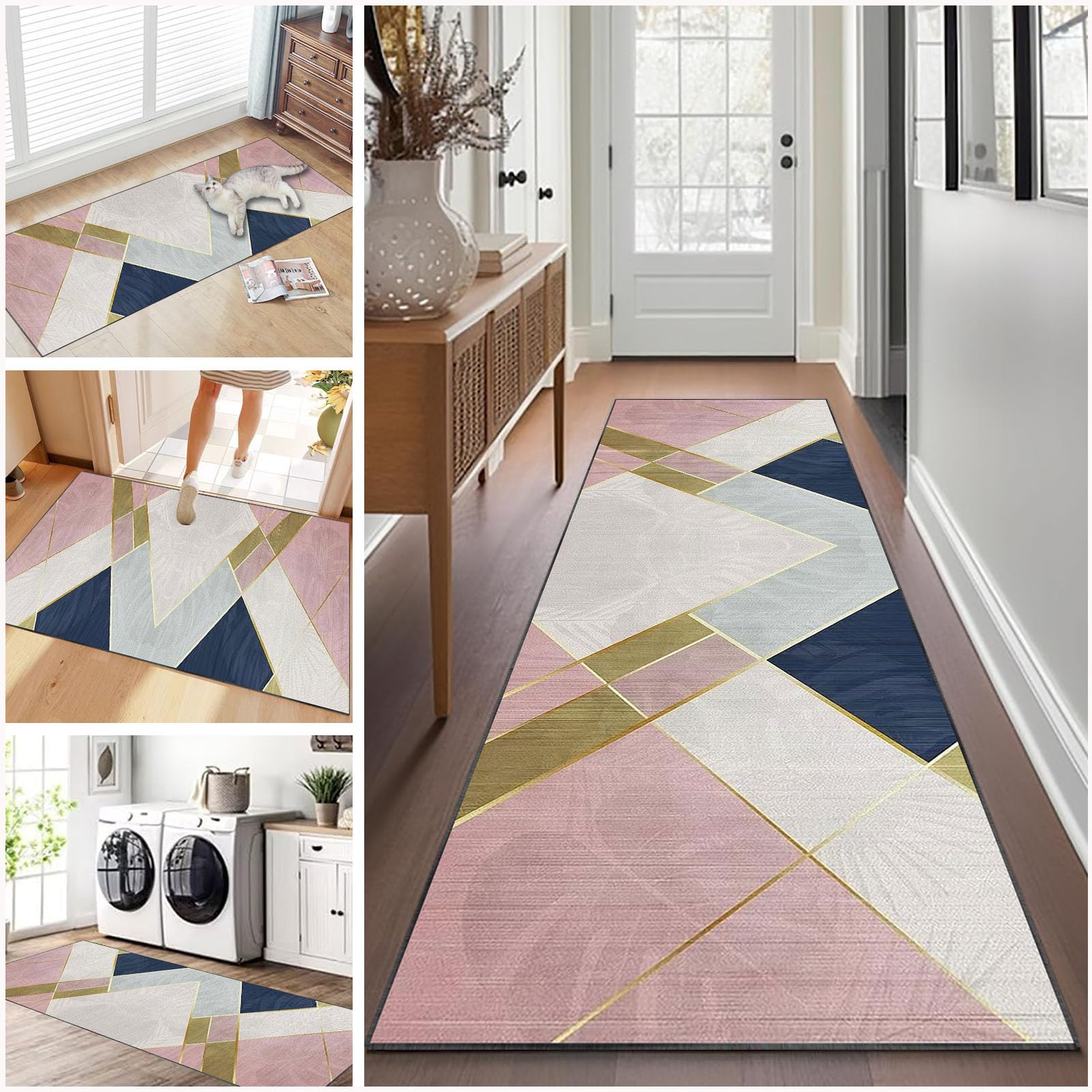 Ruxevnsy 79A Carpet Runners For Hallways Non Slip Long 60 X 300 Cm Washable Runner Rugs Kitchen Runner Absorbent Door Mats Hallway Hall Runners Narrow Rugs For Entrance Bedroom Hallways Living Room Kitchen