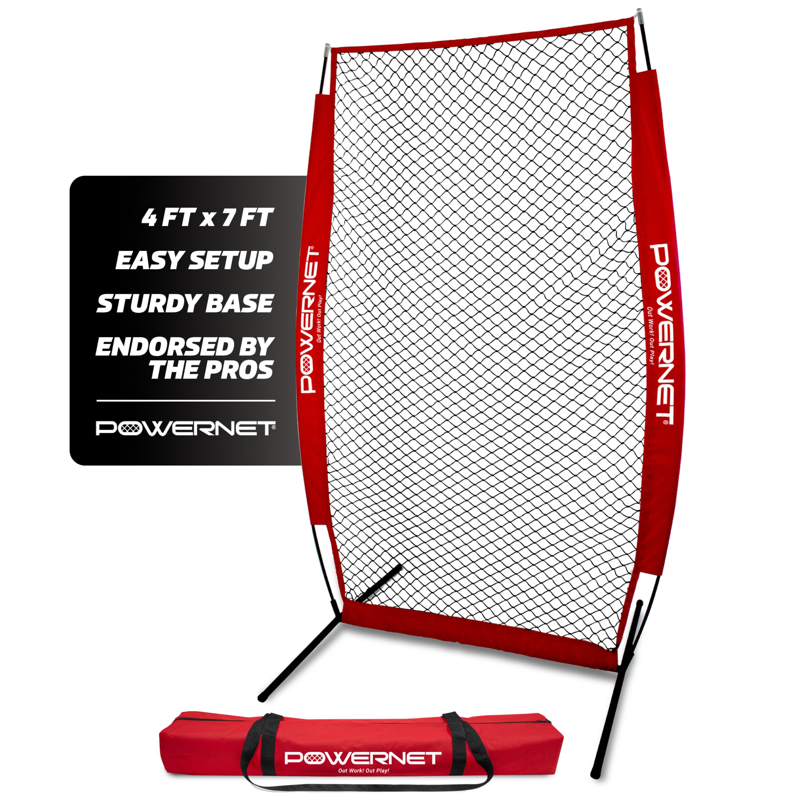 PowerNet Baseball Training Equipment Baseball Net, Portable Softball Batting Practice Pitching Screen, 7-FT I-Screen or A-Frame Pitching Net