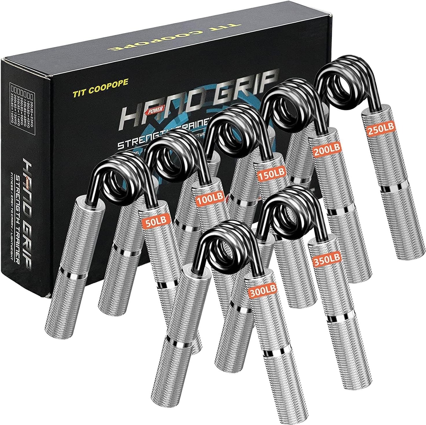 Hand Grip Exerciser Strengthener,Resistance Levels 50-450Lbs,Grip Strength Trainer,Non-Slip Gripper,Heavy Duty Grip Enhancer