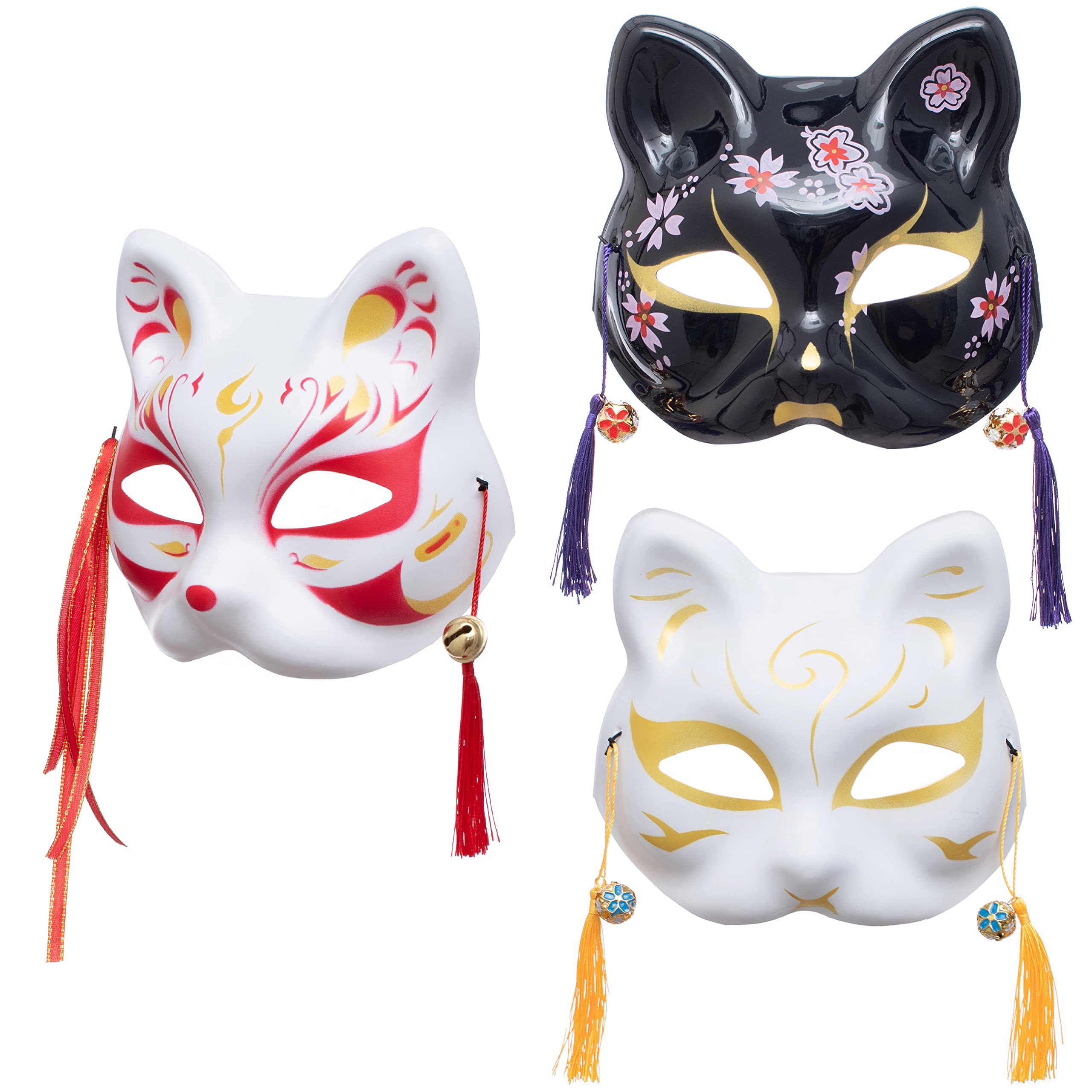 3Pcs Japanese Kitsune Inu Boku Fox Cat Cute Cosplay Half Mask Masquerade Christmas