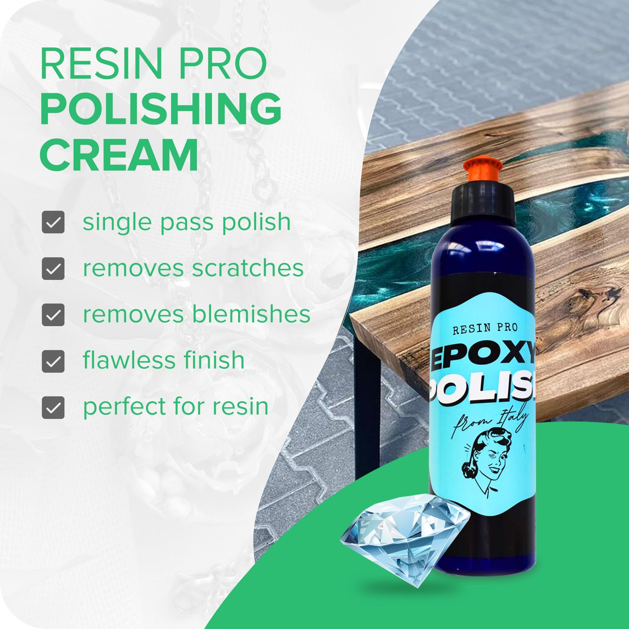ResinPro® Polishing Cream 500ml, Premium Grade, Professional Epoxy Resin, Wood & Metal Polish, High-Gloss Mirror Finish - Image 2