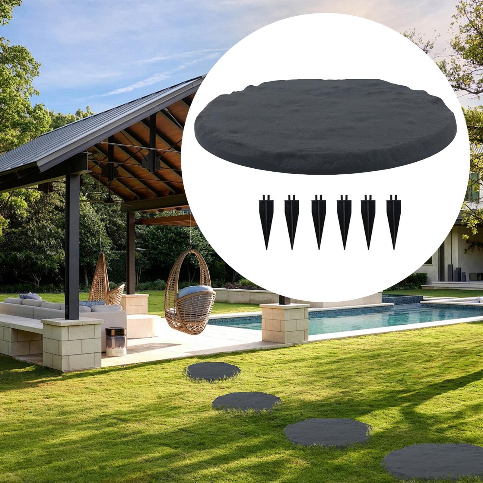 Piedras de jardín - adoquines decorativos para pasillos | Losas con estacas para callejón jardín patio trasero piscina parque espacios exteriores
