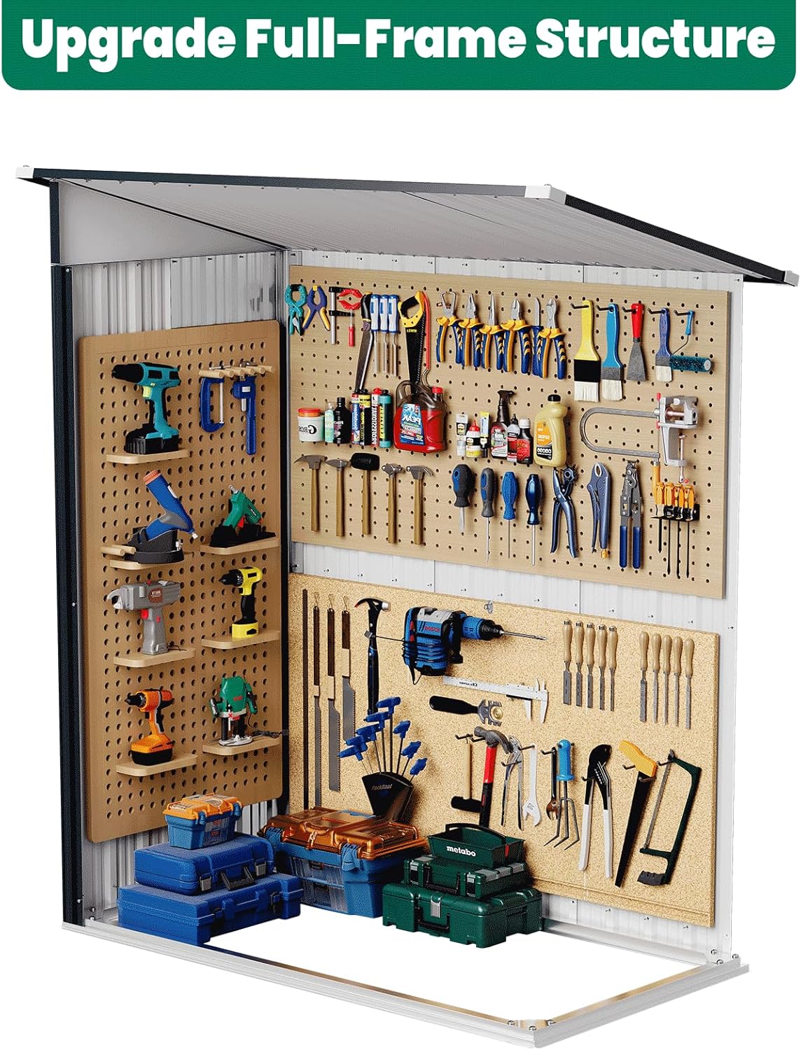 5x3 FT Outdoor Storage Shed, Weatherproof Garden Shed with Lockable Double Doors, Sloped Roof & Ventilation for Backyard, Patio, Poolside