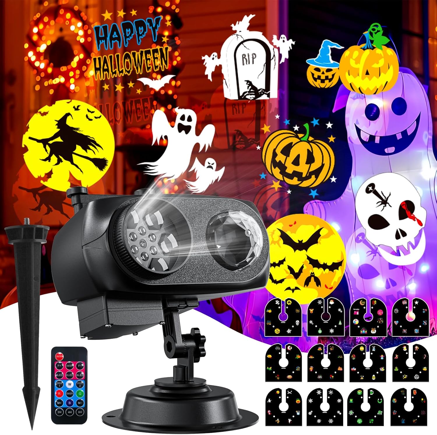 Christmas Halloween Projector Lights Outdoor, Holiday Projector for Yard Home Decor - Xmas Halloween Outdoor Projection Lights for Christmas Decor