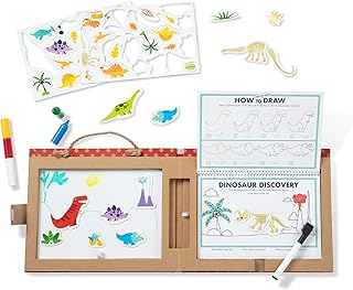 Melissa & Doug Natural Play: Play, Draw, Create Reusable Drawing & Magnet Kit – Dinosaurs (41 Magnets, 5 Dry-Erase Markers)