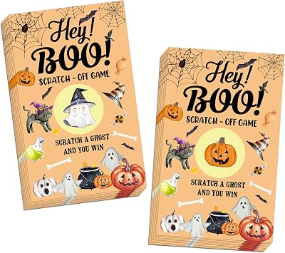Halloween Games -50 Pack, Scratch Off Halloween Party Game, Spooky Party Activity For Groups Family Adults Festive Raffle Tickets, Holiday Games Ideas Activities Supplies, A09