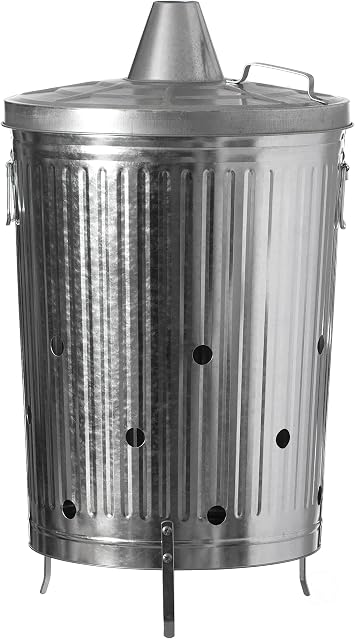 Gardenised 20-Gallon Galvanized Steel Incinerator Can with Lid