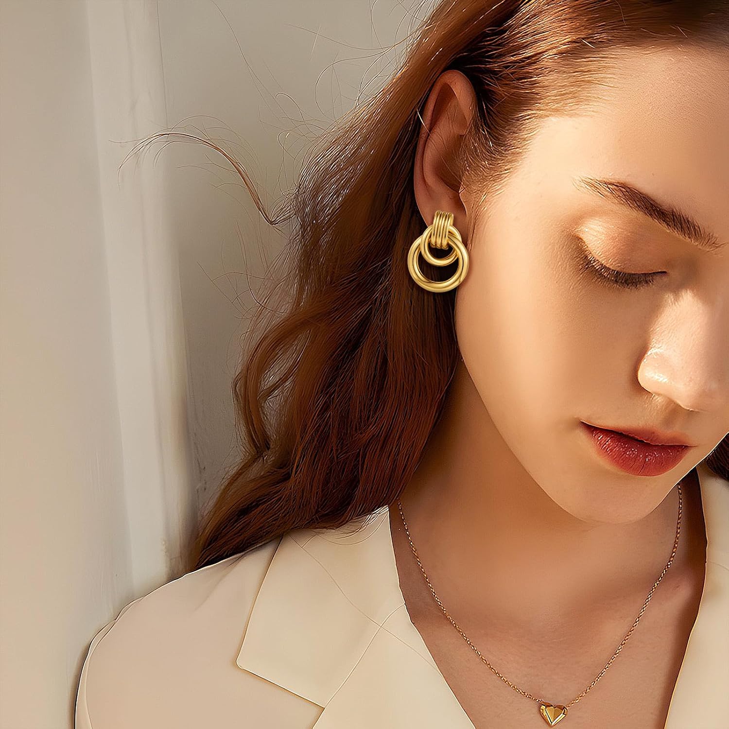 Geometric Earrings Chunky Trendy Knot Studs Statement Twisted Earring Dangle Drop Earrings for Women Fashion Jewelry Gifts - Image 2