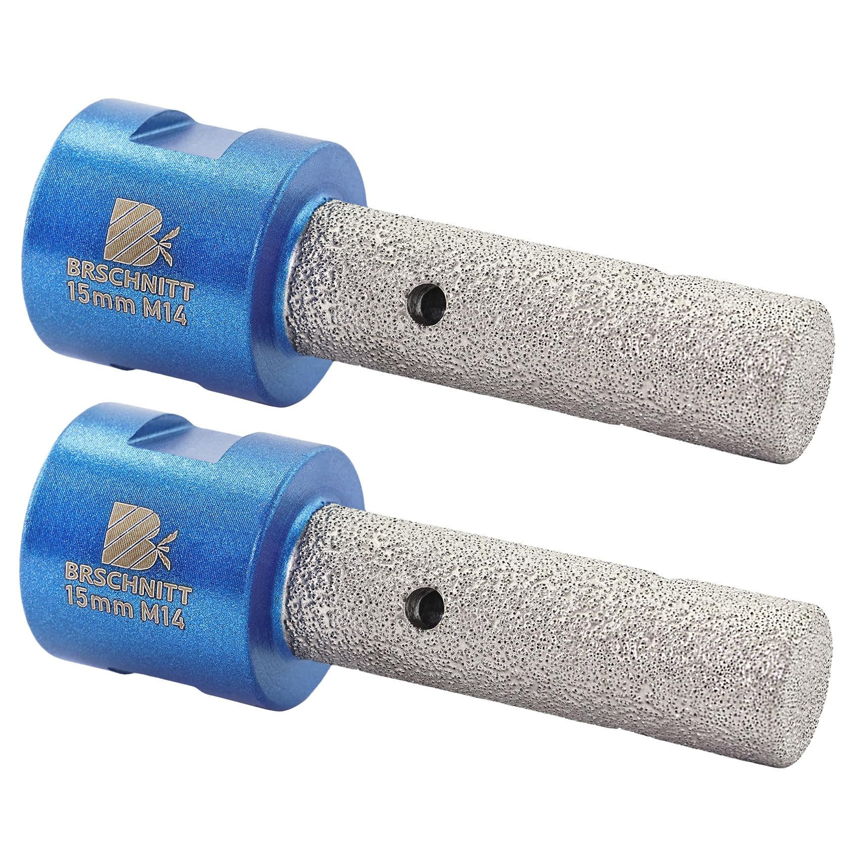 Diamond Finger Milling Bits - BRSCHNITT 2pcs 3/5" Dry Core Drill Bit for Enlarging Shaping Existing Holes of Porcelain,Hard Ceramic,Granite,Marble with M14 Thread
