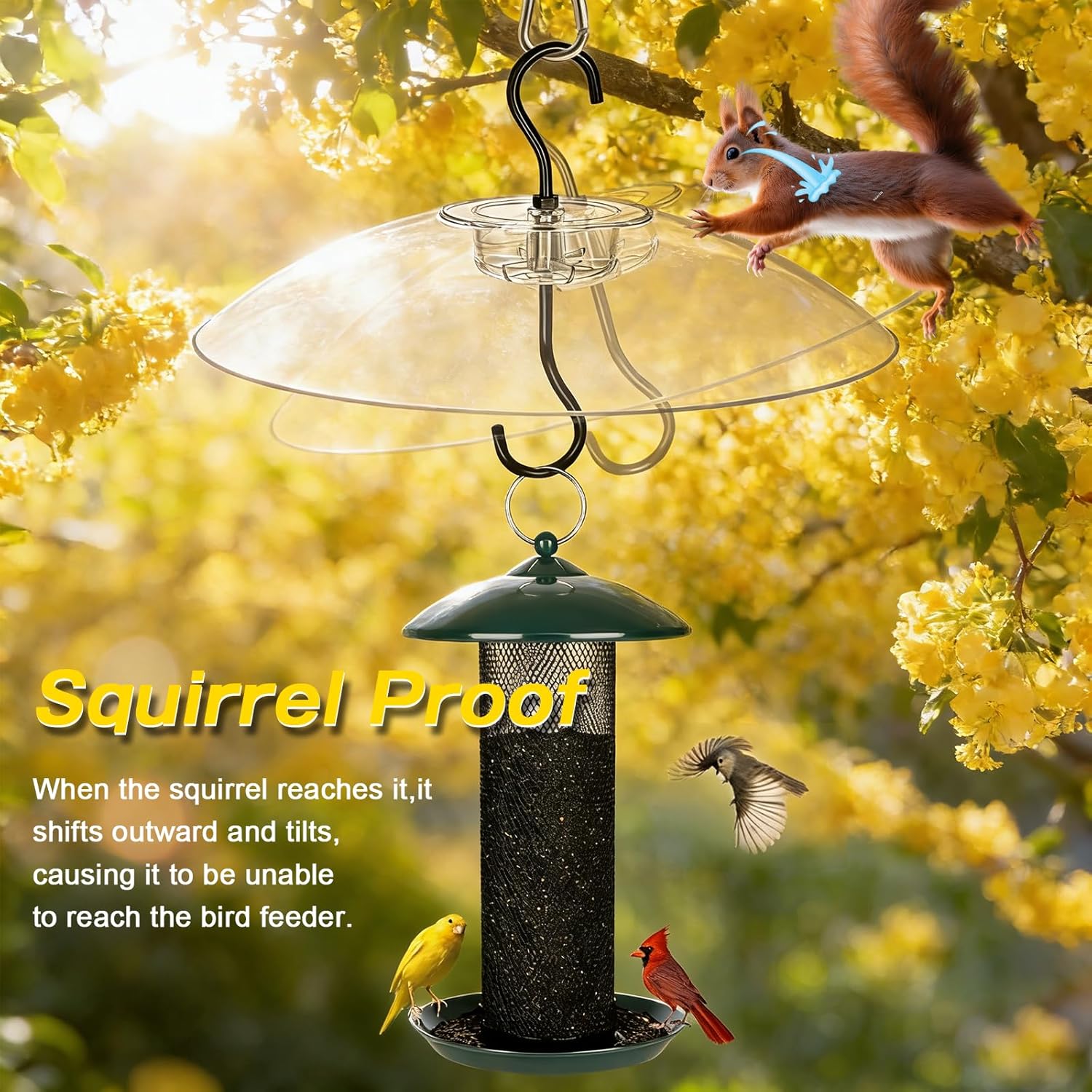 Gtongoko Baffles for Bird Feeders, 12 Inch One-Piece Cover for Rain Guard, Bird Feeder Squirrel Guard, Full Protection for Outdoors, Chew-Proof PC, Pack of 1, Transparent