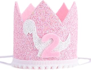 Dinosaur 2nd Birthday Crown - Girl Pink Dinosaur Party Photo Prop First Birthday Hat