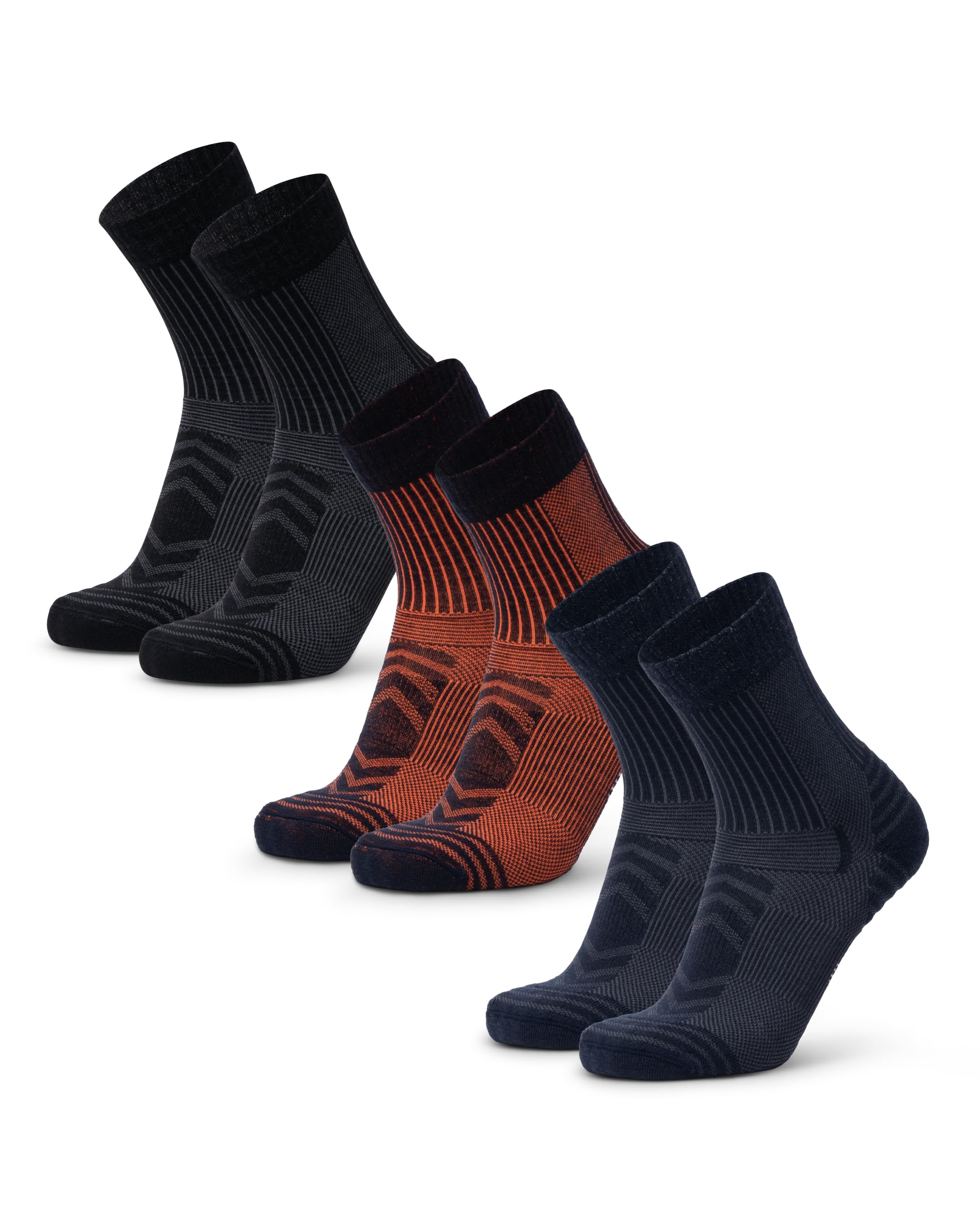 DANISH ENDURANCE Leichte Merino Wolle Wandersocken, Warme Wollsocken, Thermo Merino Socken, Gepolstert, Atmungsaktiv & Anti-Blasen, Unisex, für Herren & Damen, 3 & 5 Paar