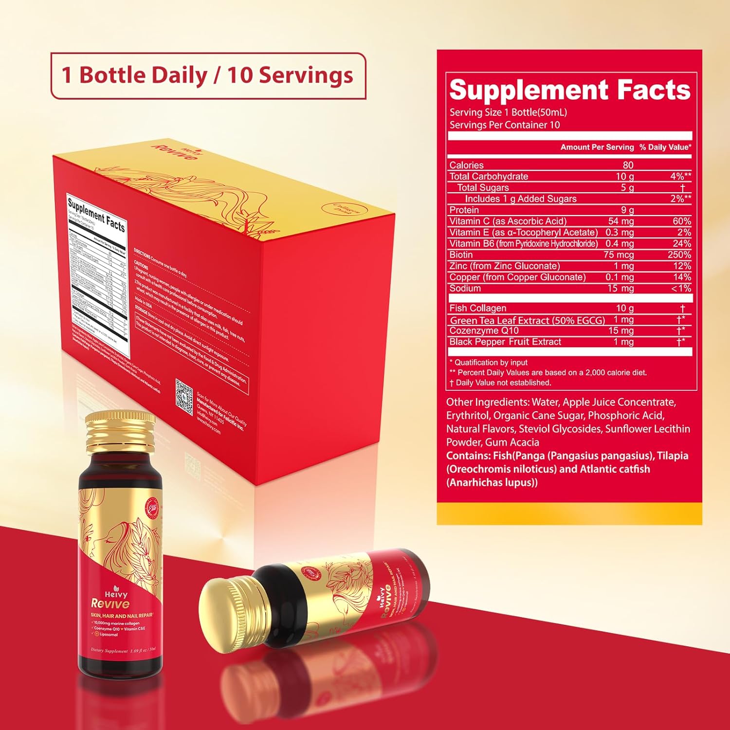 Heivy Liquid Collagen for Women, Collagen Drinks with 10,000mg Marine Collagen Peptides, Coenzyme Q10, Vitamins, for Hair Growth, Skin Repair, Nail Strength, Made in USA - Image 5