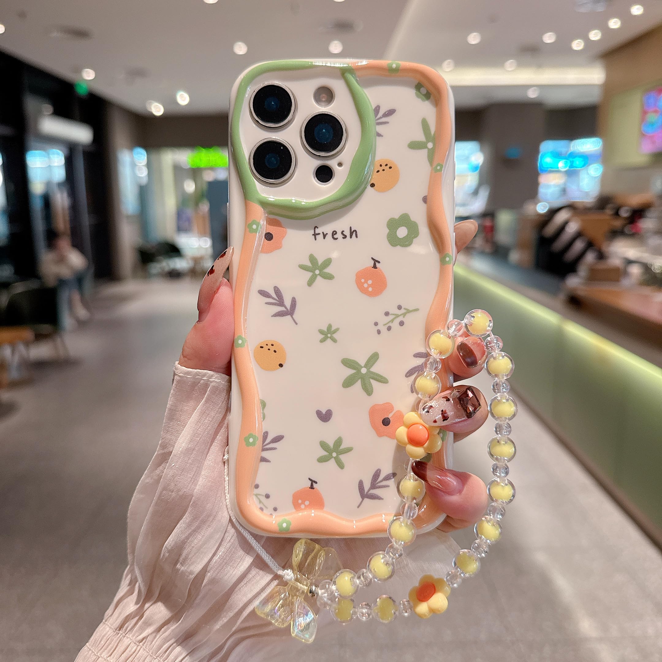 Amazon.co.jp: Pretaco iPhone 15  Pro用ケース、3Dクリームエッジケース、かわいいビーズ付きリストストラップブレスレットフォンチャーム、ラブリーフルーツ&フローラルプリント、3DクリームエッジソフトTPU耐衝撃性  女性 ガールズ : 家電＆カメラ Pretaco iPhone 11用ケース [2イン1 パールビーズリストストラップブレスレットチェーン付き] 3D キュート ピン