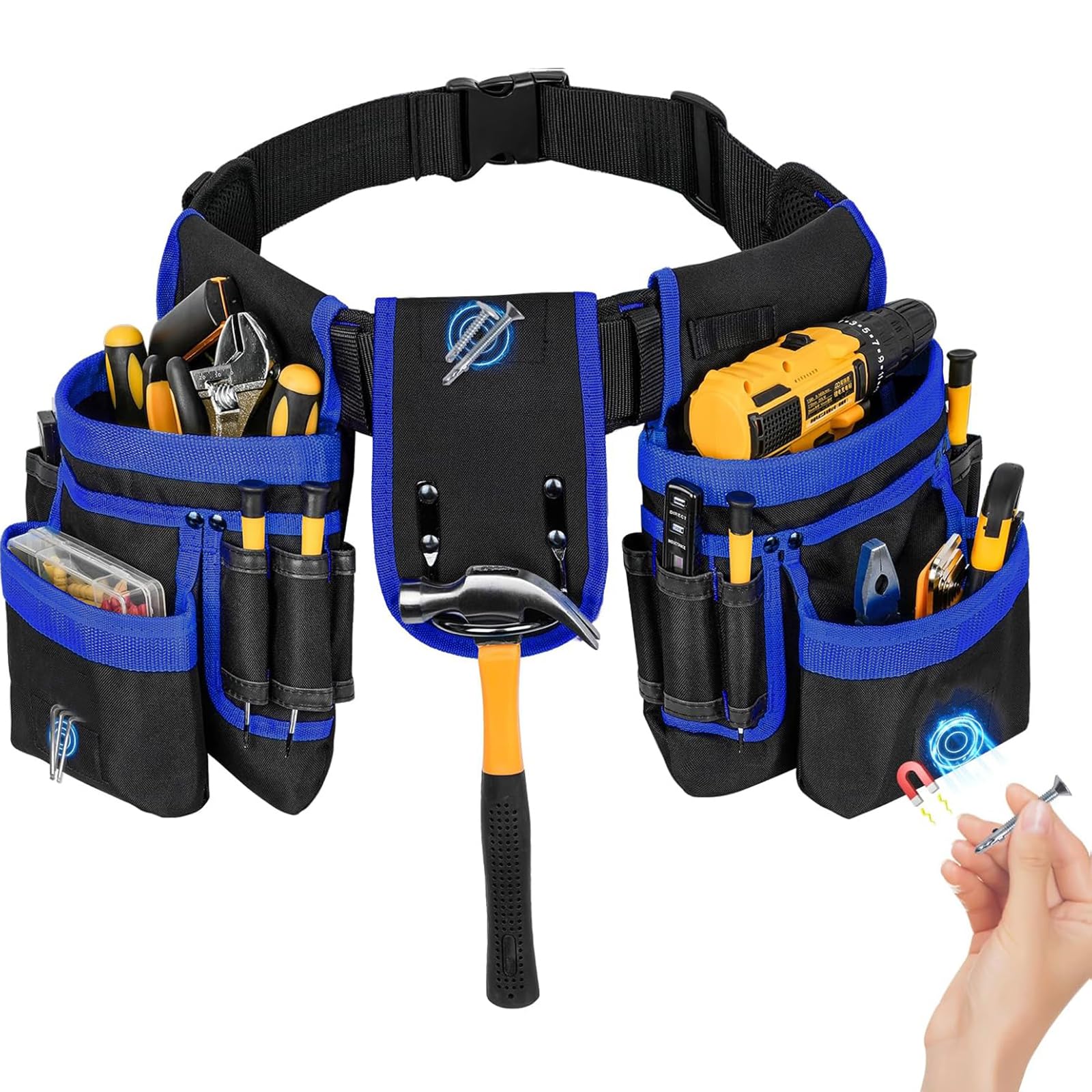 Ceinture à outils bleu en nylon robuste avec sacoche amovible