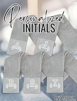 Gym Towel, Personalized Workout Gifts for Men, Women, Sports Lover, Exercise Fitness Gift for Gym Enthusiast on Birthday, Christmas, Soft and Absorbent Towel, Gray, Initial B