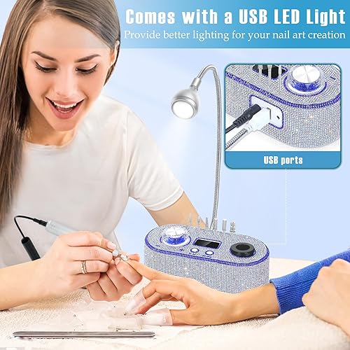 Miniatura 5 de Taladro eléctrico de uñas, kit profesional de taladro de uñas Efile de 40000 RPM, lima de uñas eléctrica para acrílico, uñas de gel, amoladora de