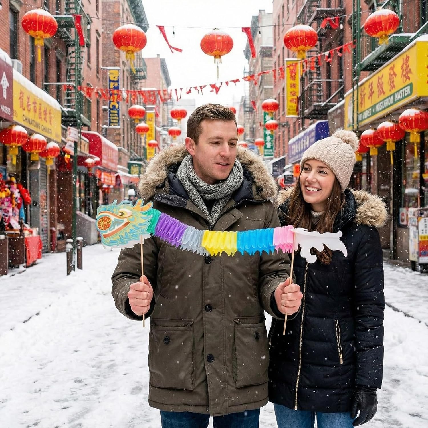 Chinese New Year Paper Dragon Decorations 3D DIY Lunar New Years Crafts for Paper Dragon Puppet Pick Garland Handheld for Spring Festival Party Supplies, 6 Styles(72 Pack)