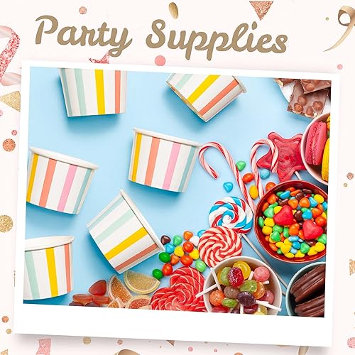 Miniatura 2 de MATICAN Tazas de helado de papel, 100 unidades de 5.5 onzas, cuencos desechables de postre para alimentos fríos o calientes, suministros de fiesta
