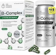 Vitamin B Complex High Dose - All 11 B Vitamins + 3 Active Forms (Methylcobalamin, Folate, P-5-P) - For Energy, Nerves & Psyche - Vegan, No Additives (60 Capsules, 2 Month Supply)