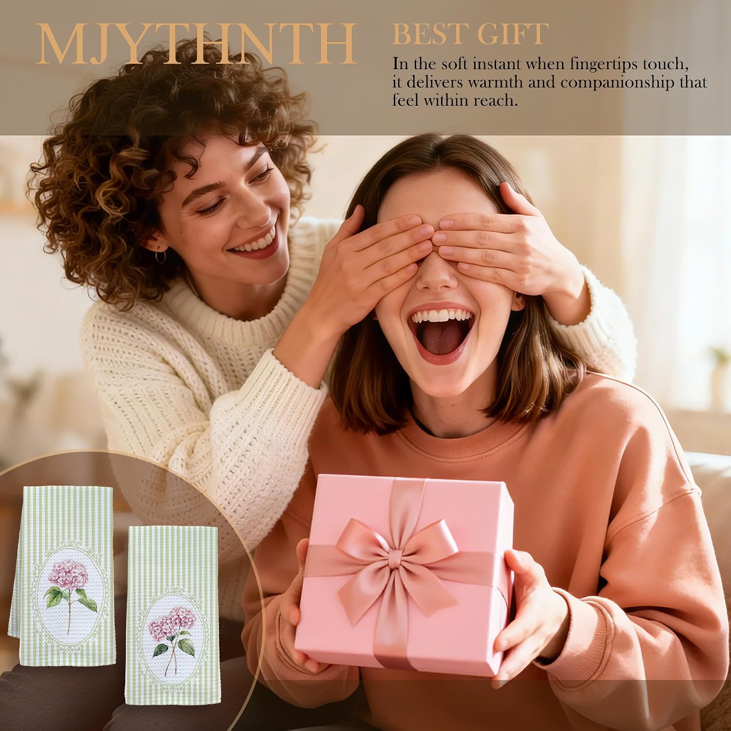 Vintage Pink Hydrangea Kitchen Towels, Sage Green Kitchen Hand Towels for Kitchen Bathroom 16x24 Inches, Rustic Cottagecore Flower Sage Green Striped Kitchen Dish Towels, Set of 2