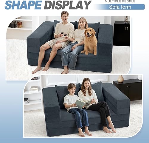 Miniatura 205 de Cama humana gigante para perro, cama 3 en 1 para perro de tamaño humano con funda de piel sintética lavable, cama grande plegable para mascotas con