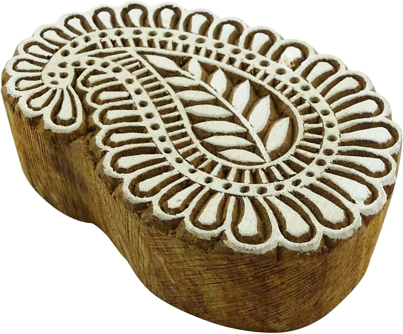 Paisley Indian Decorative Block Brown Wooden Textile Stamps Wood Printing Block